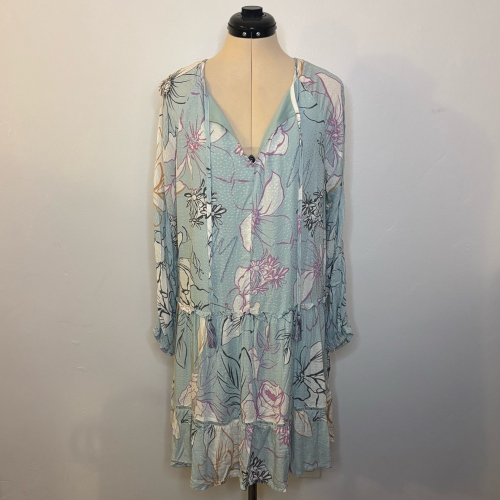 NWT Lovestitch Modern Love Floral Mini Dress, Light Blue/Multicolor Abstract, M